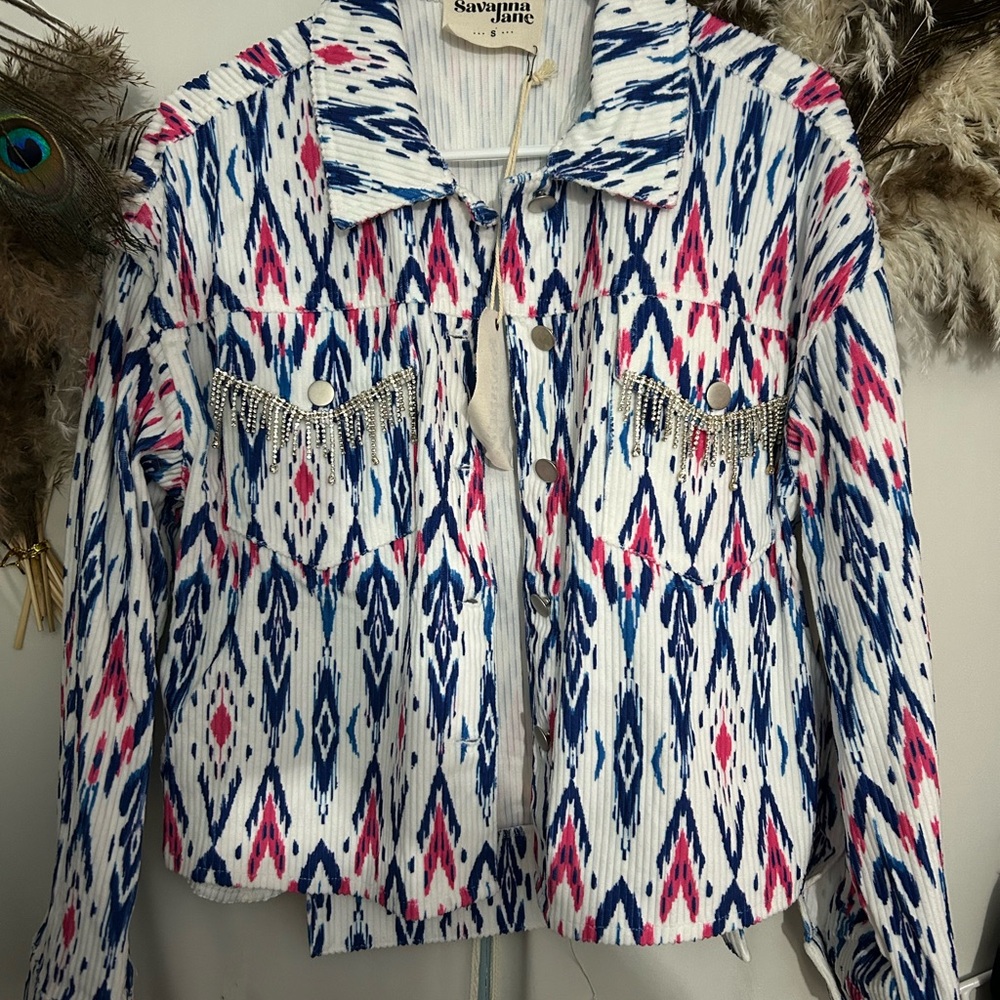 Savanna Jane Vibrant Blue and White Jacket